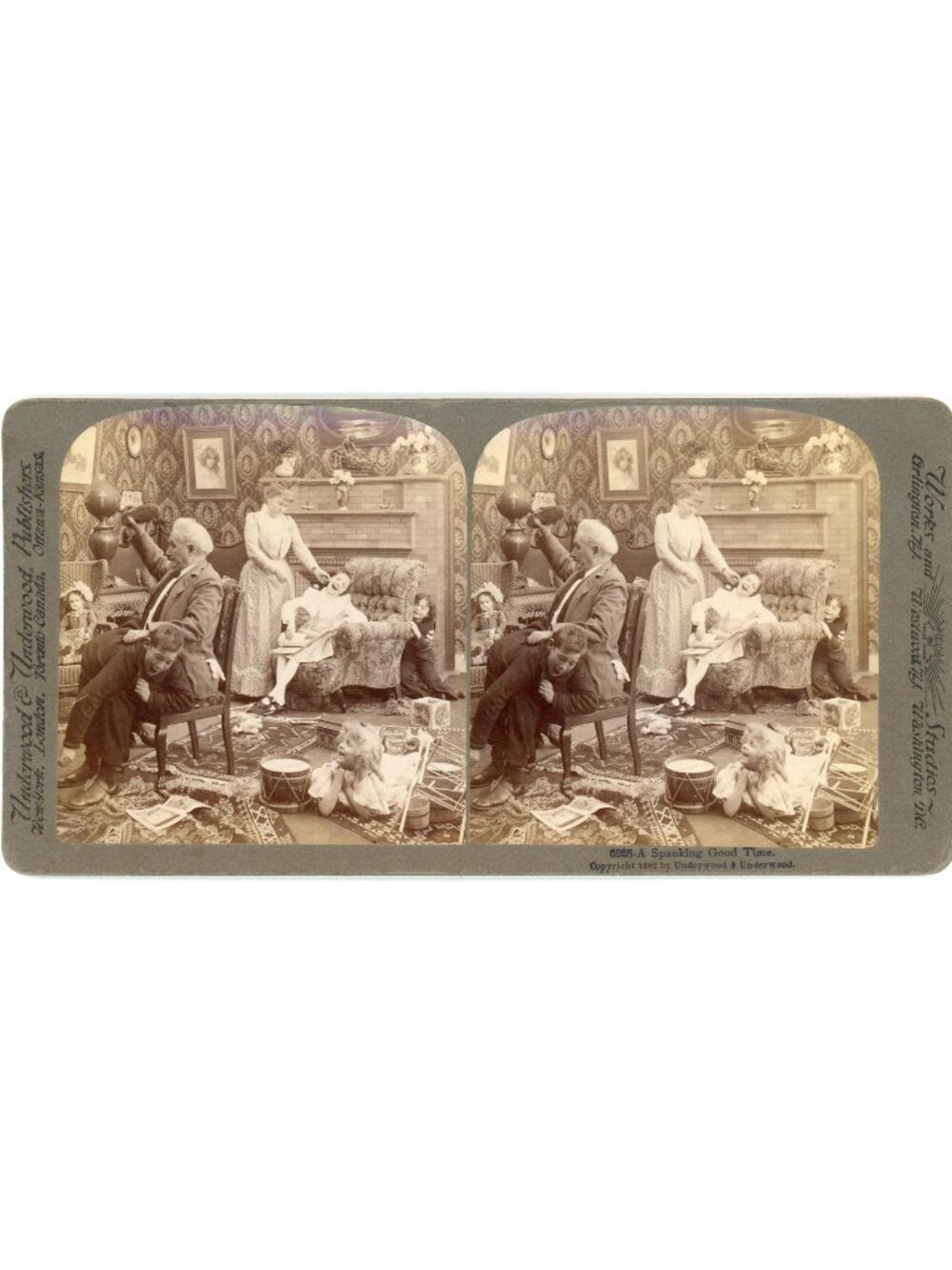 Underwood Stereoview A Spanking Good Time 1902 Antique Humorous Photo 6988